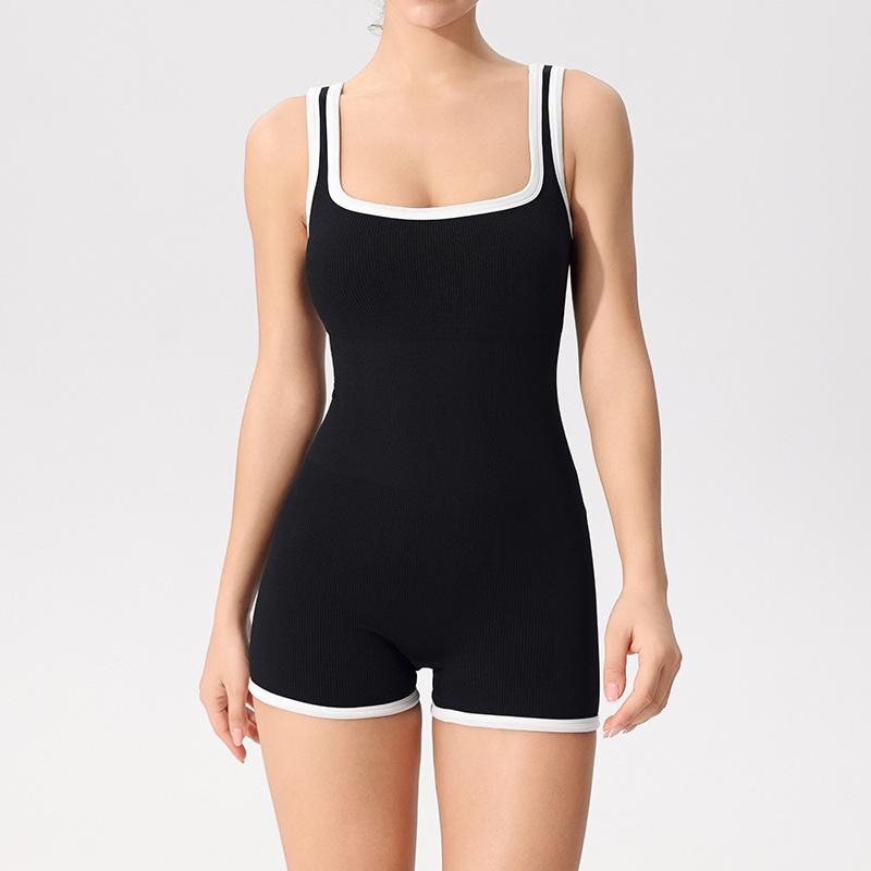 

Women s Shockproof Fitness Suit: Sports Vest, Running Shorts & Yoga One-Piece with Chest Pads Medium чорний