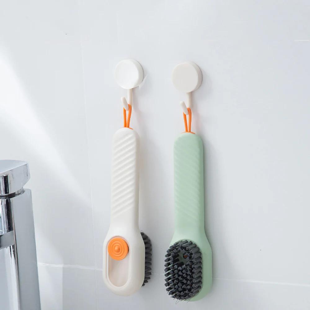 Liquid Press Dispensing Shoe Brush Soft Bristle Multifunctional Cleaner Brush For Shoes Clothes Daily Household Cleaning Use