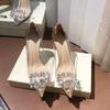 Summer Pointed Crystal Fairy Ladies Wind Sandals Rhinestone Butterfly-knot Transparent High Heel Women Sandals Fashion Shoes