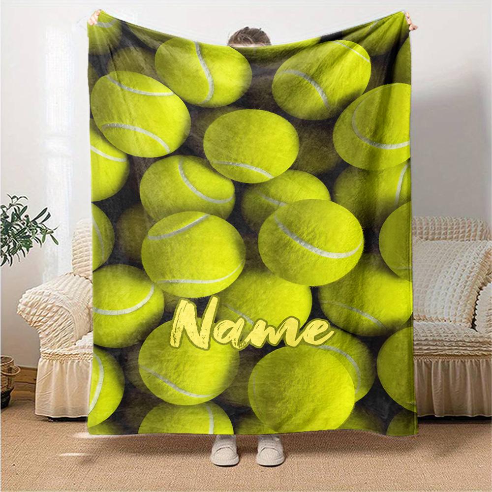 Custom Name Tennis Theme Printed Blanket - Perfect for Couch, Bed, Travel & Outdoor Use | Machine Washable, Cozy & Durable.