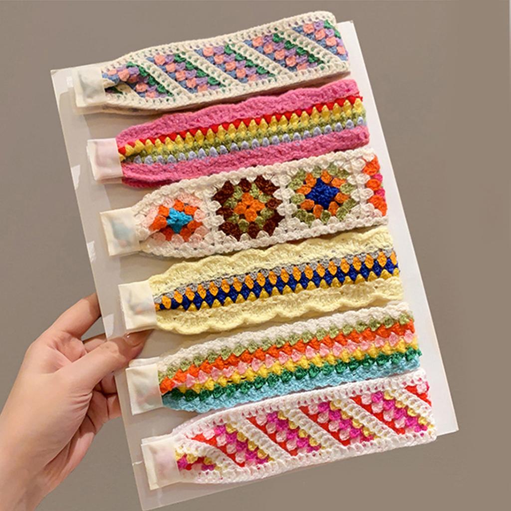 Retro Knit Adjustable Hairband for Adults Soft and Comfortable Headband Knitting Floral Hairpieces for Women and Girls