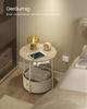 VASAGLE Round Coffee Table with Socket, Fabric Basket
