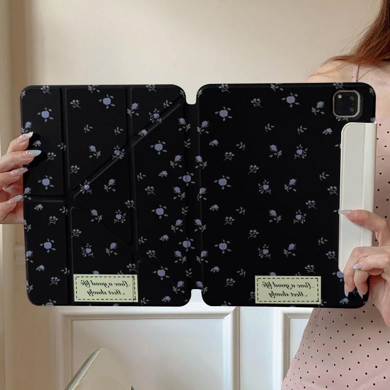 Korean Floral Tablet Case IPad Mini Air 8 Pro 13 With Magnetic Stand Stylus Slot
