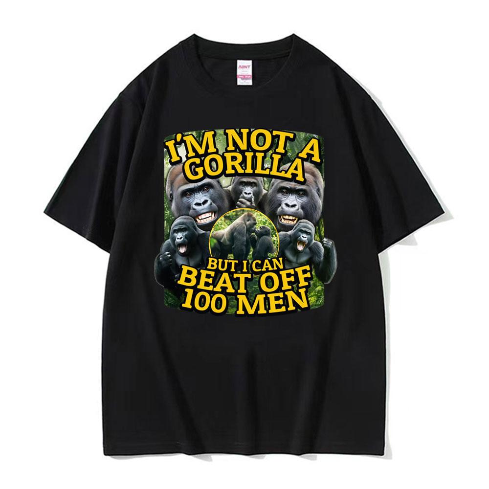 Funny Gorilla Vs 100 Men Meme Graphic T Shirts Men's Women Vintage Fashion Summer T-shirts Casual Summer High Quality T Shirt