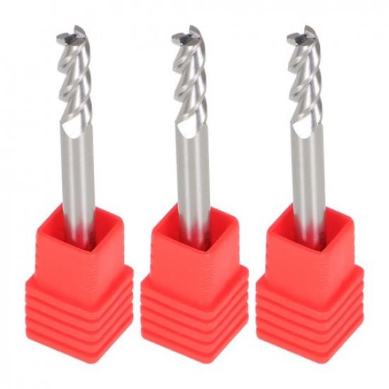 3Pcs 3/16" 3 Flute Regular Length Carbide End Mill 9/16" Cutting Length