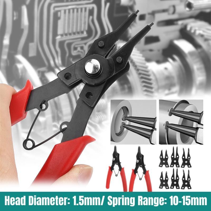 

4 в 1 Многофункциональные плоскогубцы для стопорных колец со сменными головками Клещи для зажимов Клещи для стопорных колец Комбинированный набор с головками Ручные инструменты