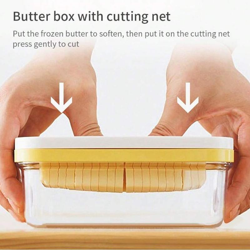 Rectangular Butter Dish with Cutter Temperature Resistant Cuttable Design Butter Container Kitchen Storage Container with Lid