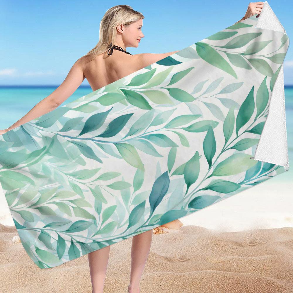Stampe floreali poliestere stampato digitalmente fibra superfine pile double-face Asciugamano da bagno per vacanze al mare, telo mare
