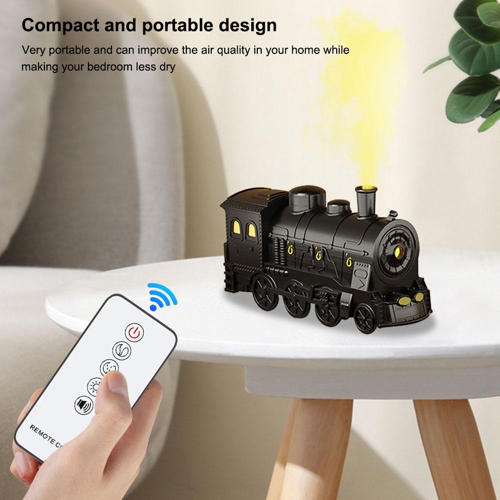 Mini Train Shape Air Humidifier with Remote Control & LED Lamp Essential Oil Diffuser 2 Spray Mode Aroma Difusor for Home Office