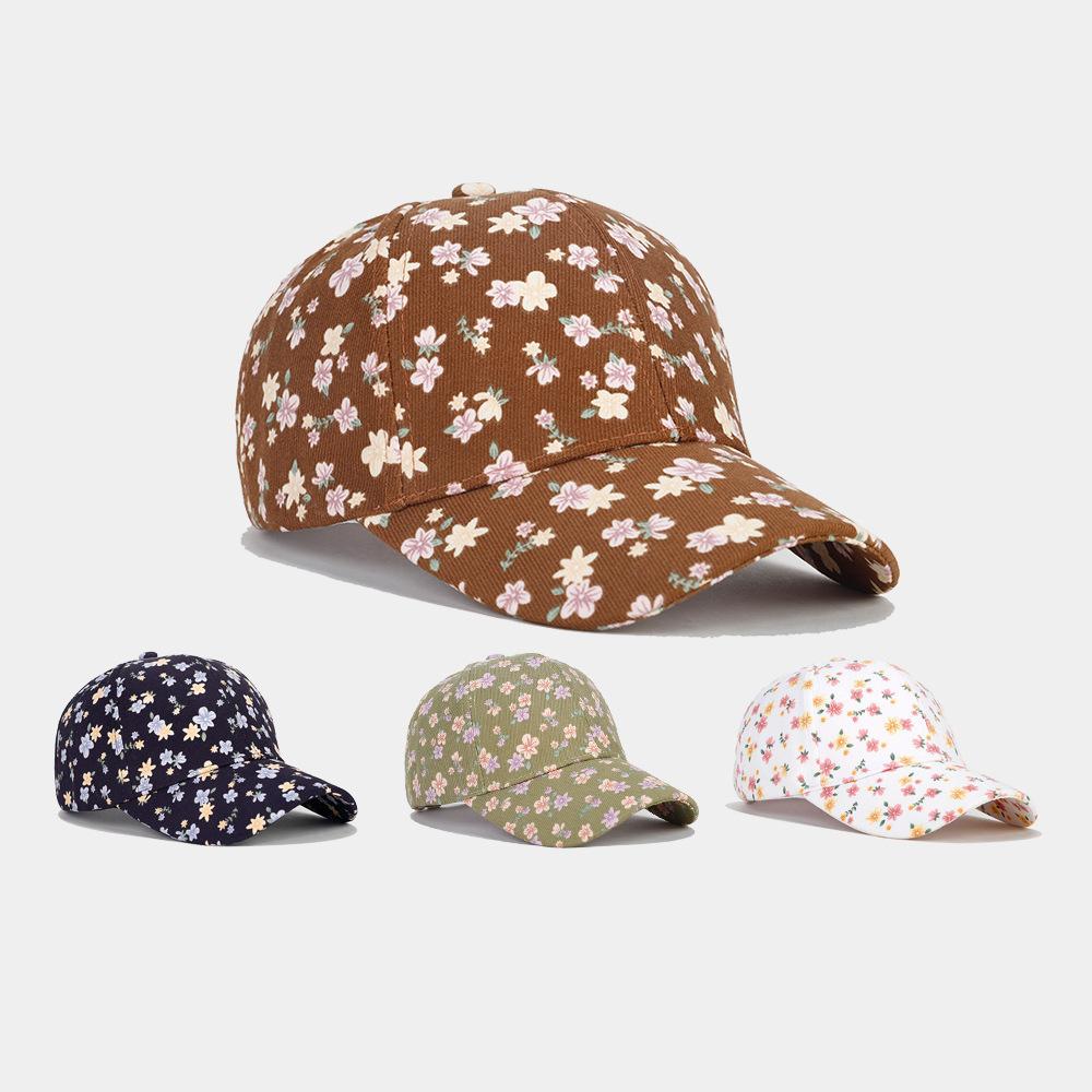 Ins New Full-printed Small Floral Baseball Cap Women's Tide European and American Fashion Hard Top Shopping Cap Tide Hat