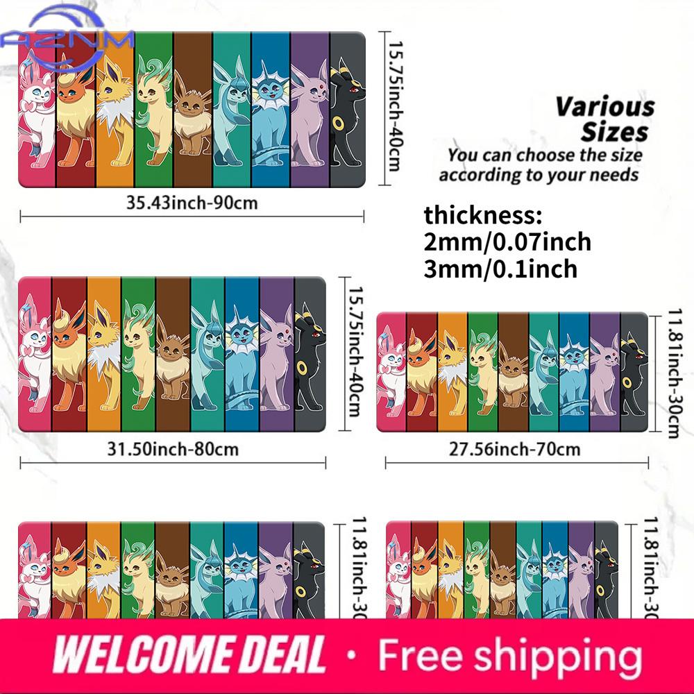 Eevee Evolution Rainbow Pokmon Gaming Mouse Pad NonSlip Desk Mat 30x80x0.2cm