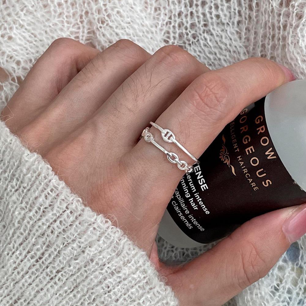 925 Sterlingsilber Damen Offener Bandring - Nicht anlaufend, Vielseitiger kleiner Fingerring, High-End Modedesign