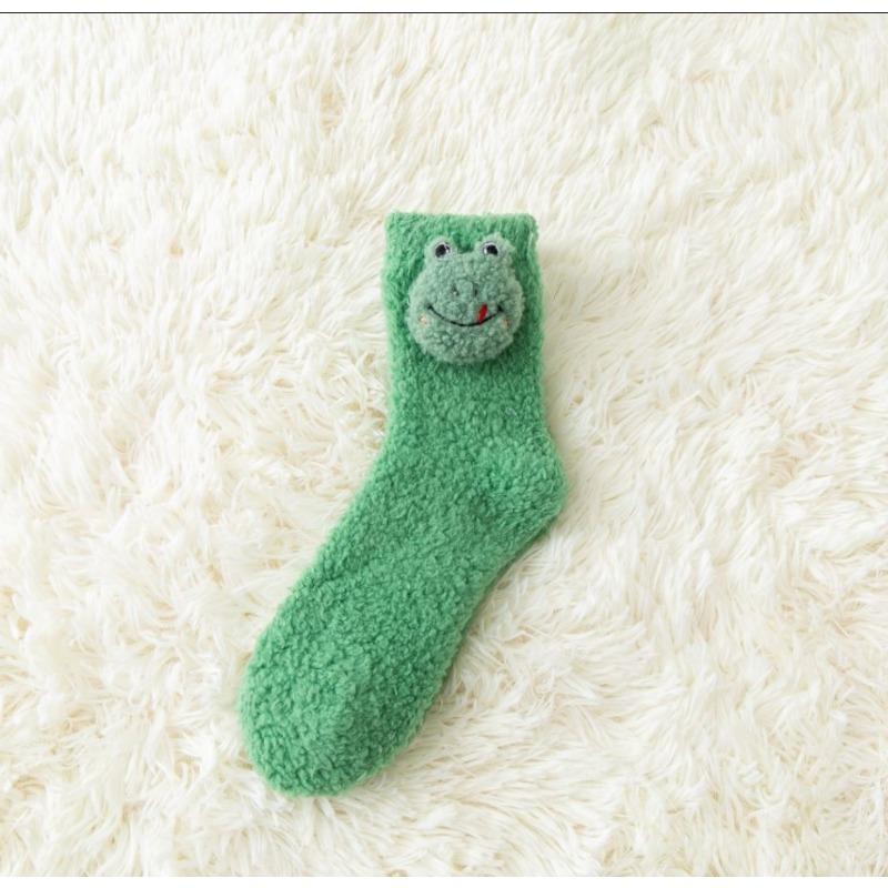 New Non-shedding Coral Fleece Three-dimensional Cartoon Medium Tube Warm and Fleece Home Towel Women's Socks