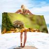 Cute Hedgehog Beach Towel Wild Animal Print Bath Towel For Adult Kids Wrapped Bikini Covered Sunscreen Blanket Sport Pool Towels