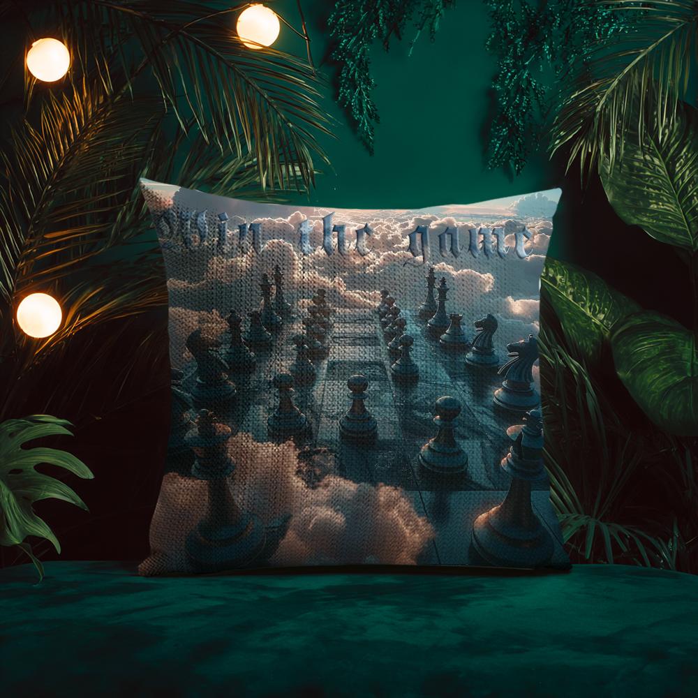 Beautiful Cloud Chess Picture Cushion Cover Silky Elegant Comfort Sofa Bed Invisible Zipper Beach Pillowcase