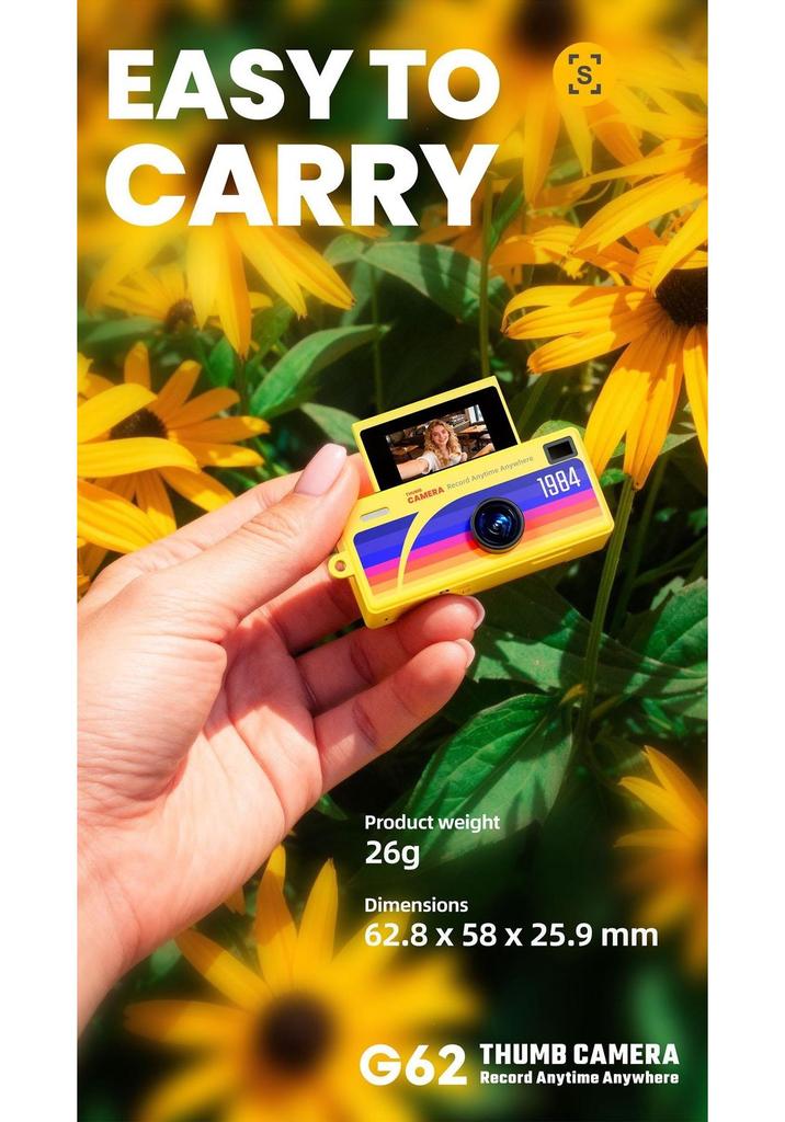 G62 Portable HD Flip Screen Camera: Thumb-Sized, Backpack Pendant for Students & Parties