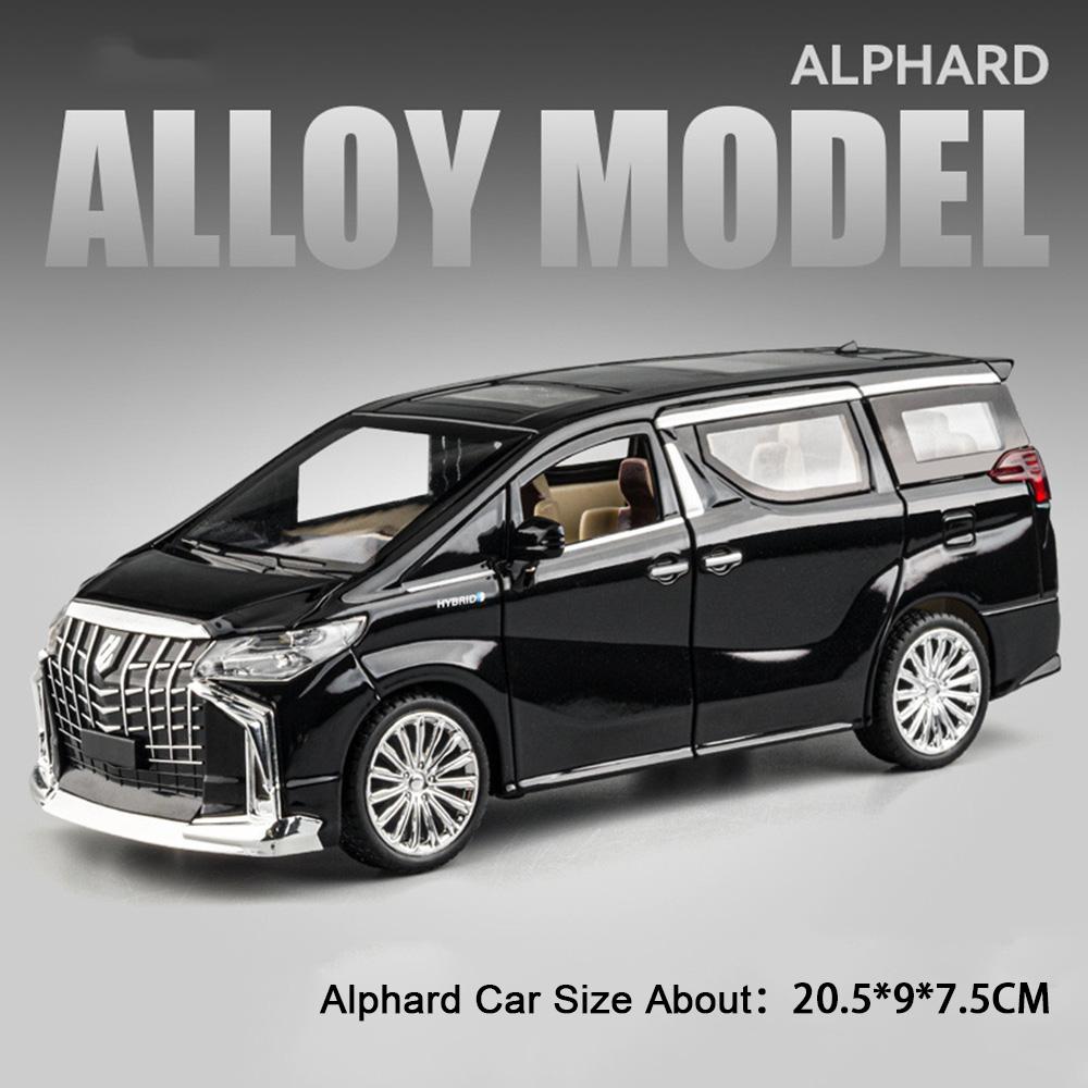 1:24 Vellfire Alphard Alloy MPV Model Toy Car Metal Diecast Doors Opened Sound Light Business Cars Models Kids Hobby Ornaments