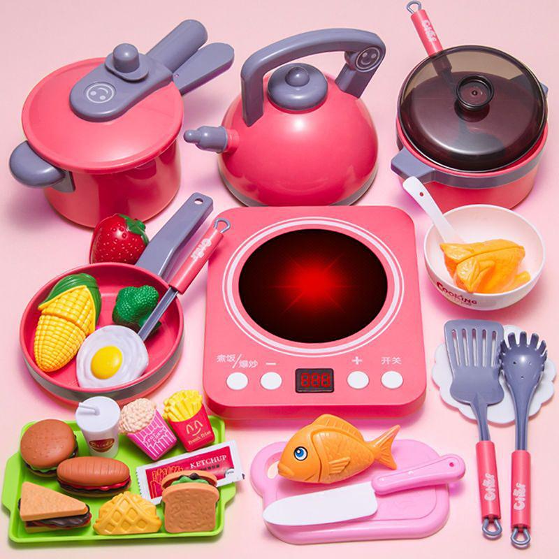 Children'S Educational Simulation Play House Kitchen Toy Set Girl Simulation Cooking Tableware Kitchen Set Gifts Toys For Girls