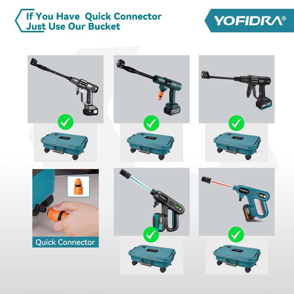 Yofidra 6 IN 1 High Pressure Car Washer Gun with Water Tank Portable Cleaning Tool Garden Spray Gun For Makita 18V Battery Pins