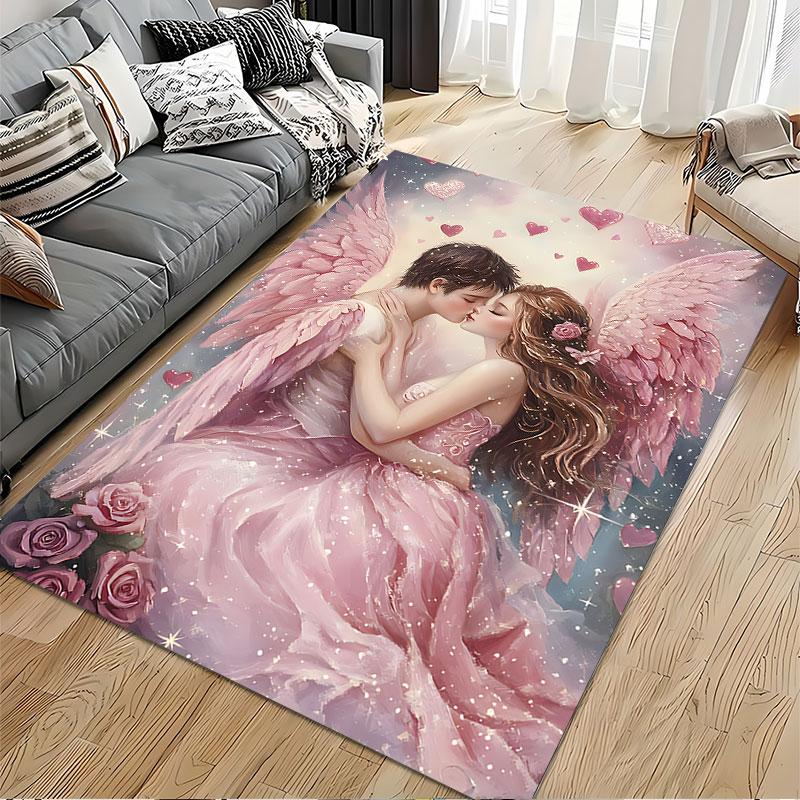 Romantic Angel Couple Carpet suitable as a non-slip mat for the living room or bedroom sofa