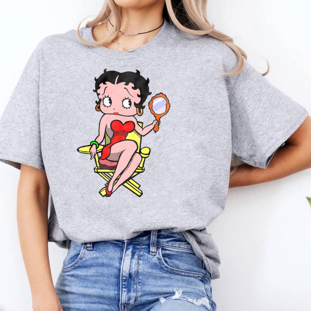 Vintage Betty Boop Cartoon Theme Graphic TShirt Classic Retro Girl Women Cotton Short Sleeve Betty Boop Lover Gift Clothing