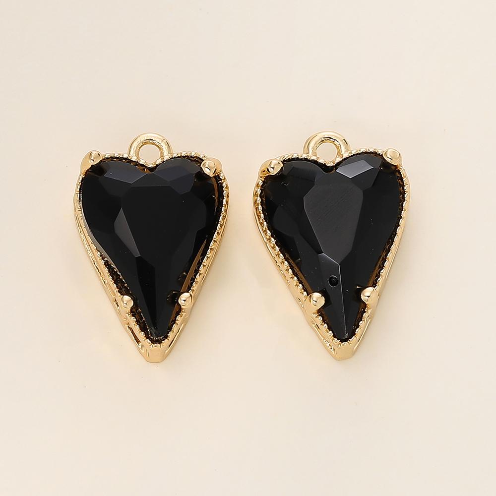 4/6Pcs 14/18K Gold Color Plated Zircon Single Hole Love Heart Double Hole Square Pendants For DIY Jewelry Making Findings