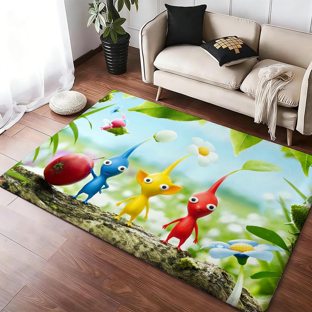 Cartoon P-PikminS Floor Mat Soft Thickened Absorbent Non-Slip Bedroom Living Room Door Mat Home Decor Flannel Rugs