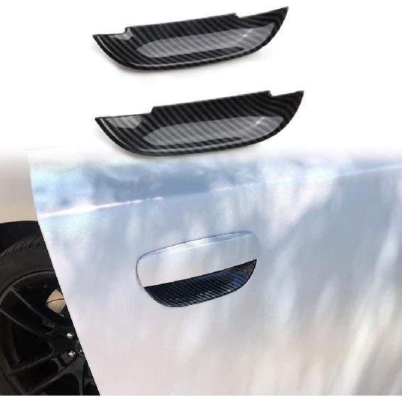 Carbon Fiber Door Handles Bowl Cover Trim Decal Bezel for Dodge Challenger 2015+