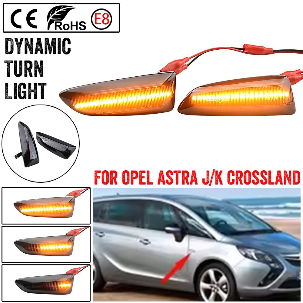 2Pcs LED Dynamic Flowing Turn Signal Side Marker Light For Opel Astra J K Zafira C Insignia B Grandland Crossland X Buick RegalTurn Signal 2