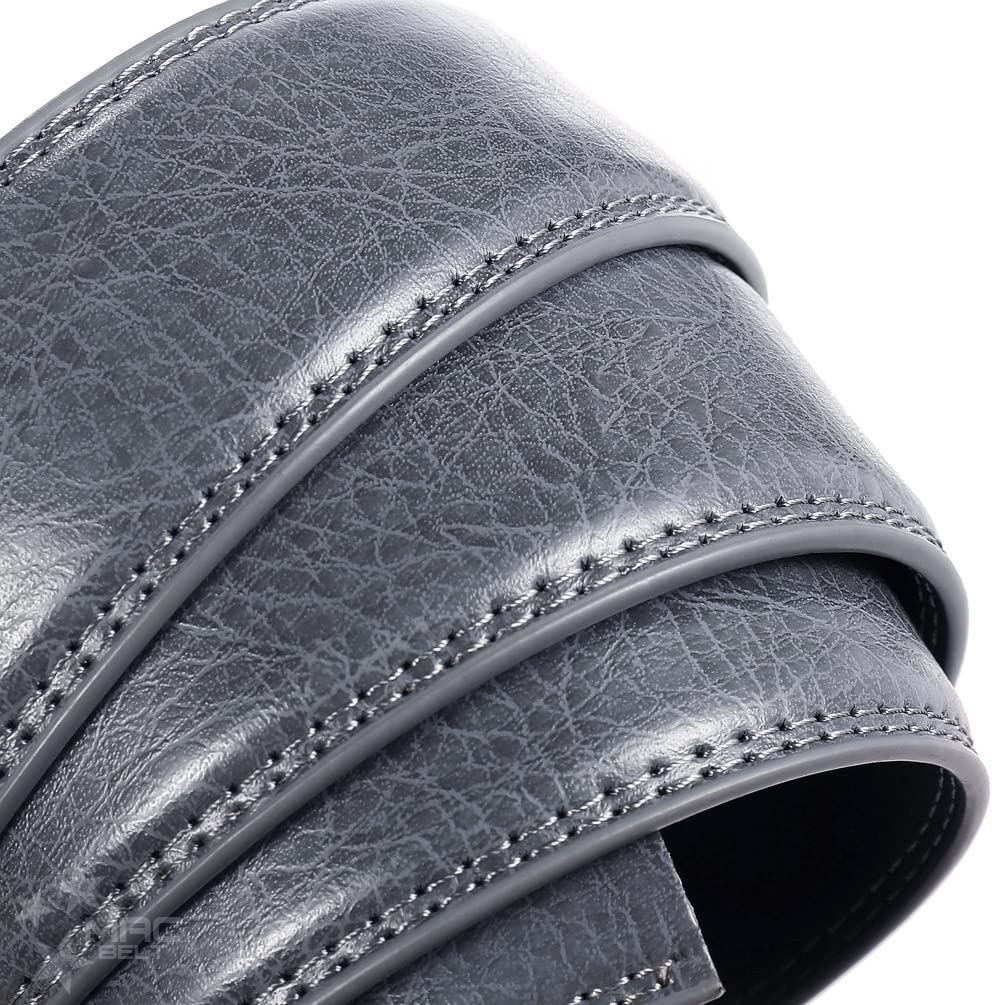 Gray Golf Plus No Genuine Men's Belt, Size, Holes, Casual, Leather, Stylish, Auto-Lock, Stepless, Large, Thick, Long, 35mm, 130cm, Gray, MBS-481gy-GY