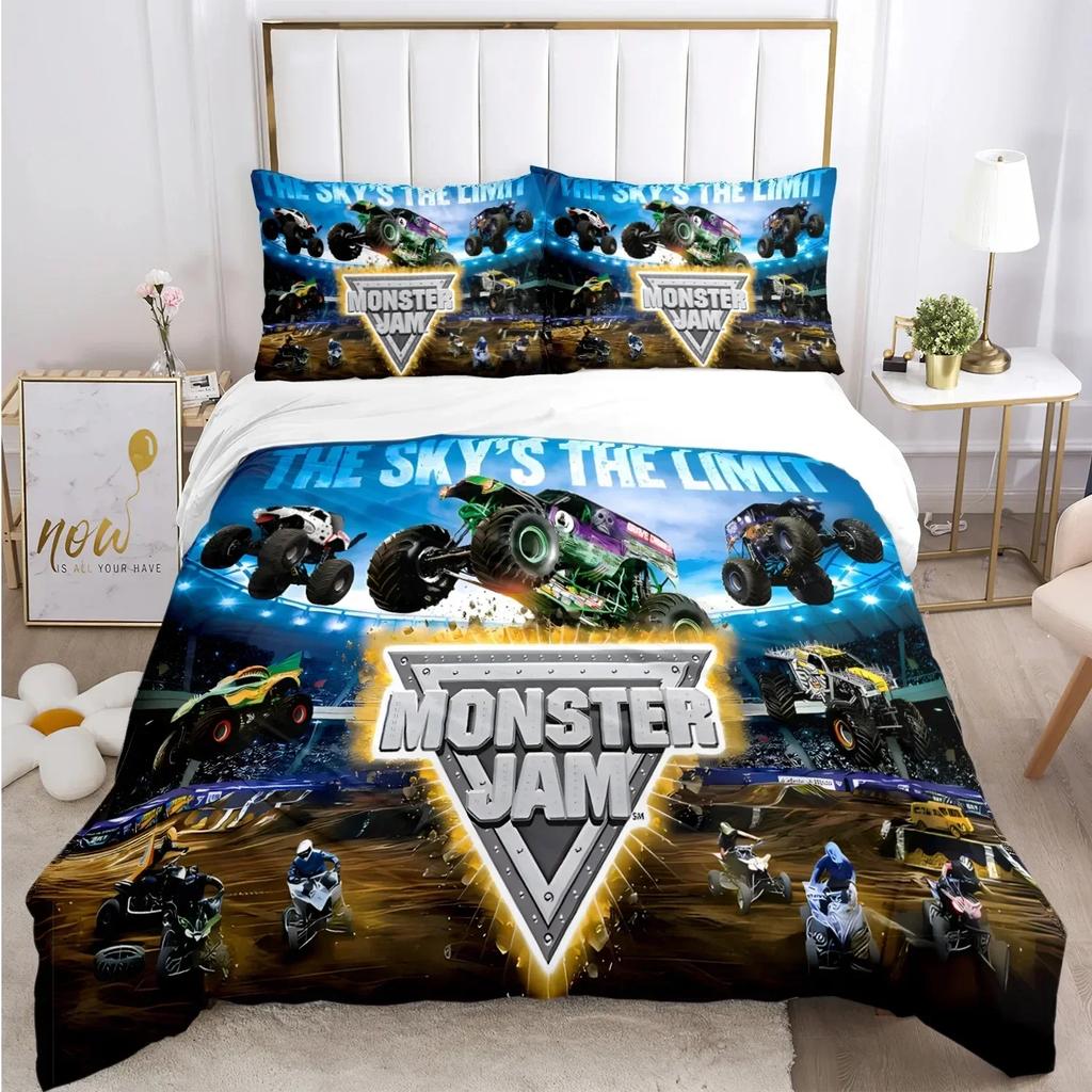 Cartoon Monster Truck All Season Duvet Cover Comforter Bedding Sets Soft Quilt Cover And Pillowcases Singledoublequeenking