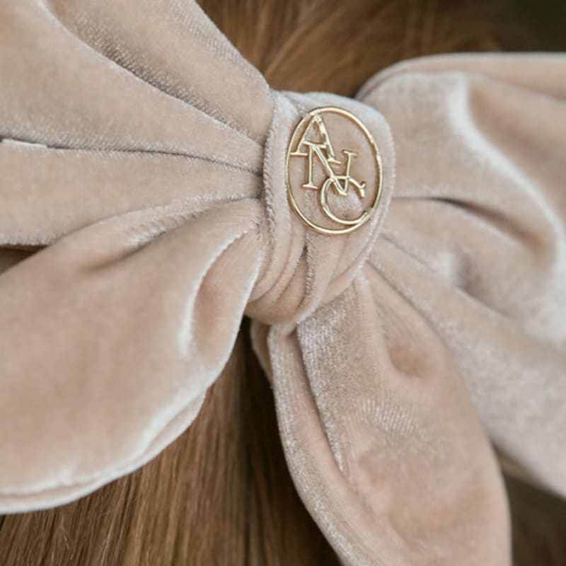 ANOETIC ANC SATIN VELVET RIBBON HAIRPIN_BEIGE