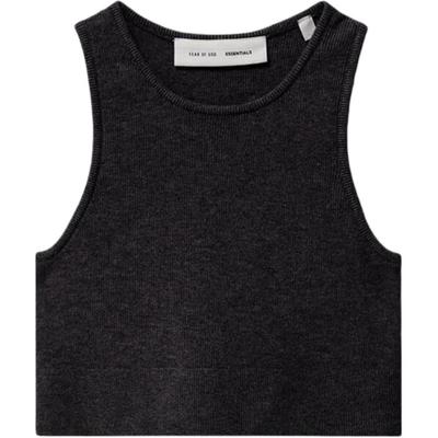 FW25 Short Design Knit Simple Slim Fit Round Neck Leather Brand Tag Sleeveless Vest Women Tops 192SP257690FW