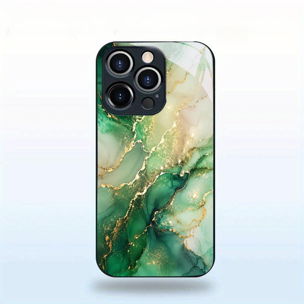 Marble Fluid Texture Glass Phone Case For iPhone 16 15 14 13 12 Pro Max Soft Silicone Anti Fingerprint Hard Protective Cover