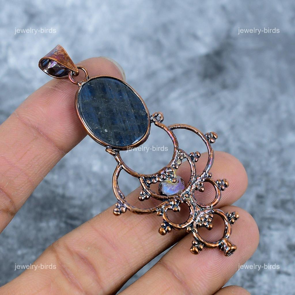 Oval Labradorite Gemstone Copper Wedding Gift New Electroformed Pendant Jewelry VP-46