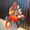 Keychain Sports Pendant with Braided Rope Metal Carabiner Mini Basketball Golf Clubs Charm Key Chain Bag Hanger Accessory
