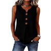 Women’s Sleeveless V Neck Button Front Blouse Loose Fit Casual Summer Tank Top with Pleated