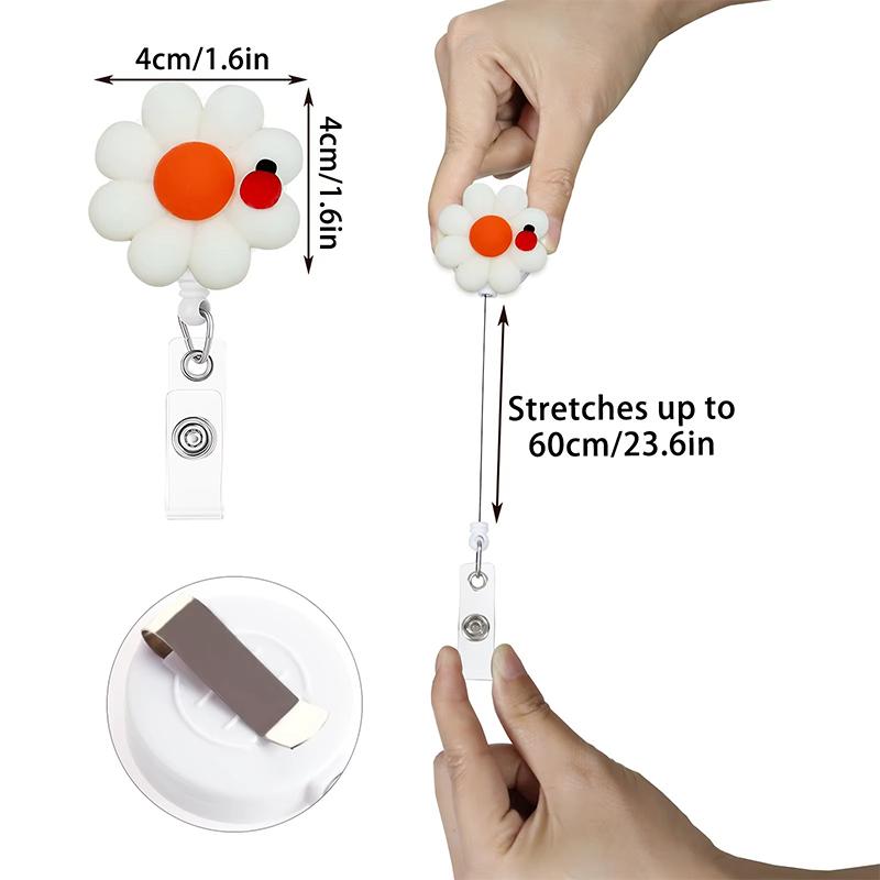 Cute Flower Resin Retractable Medical Badge Reel For Nurse Doctor Card Holder Office Hospital Name Card Supplies Key Ring Gift