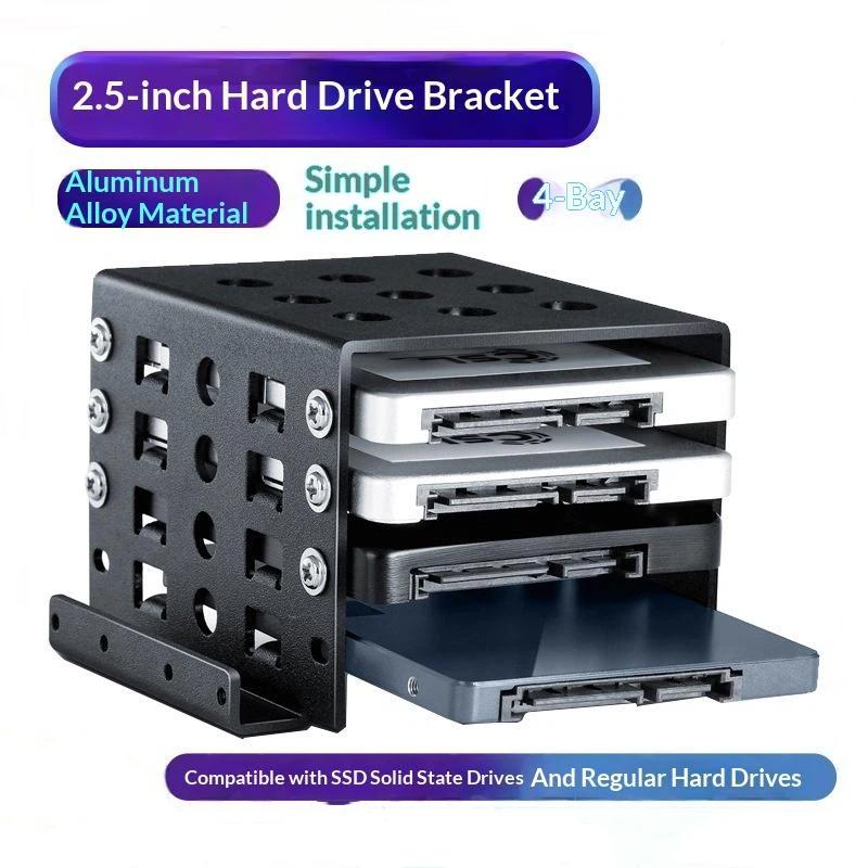 4 Bay 2.5 Inch To 3.5 Inch Ssd Hard Drive Enclosure Caddy Chassis Internal Mounting Adapter Bracket Aluminum Alloy Tray Holder
