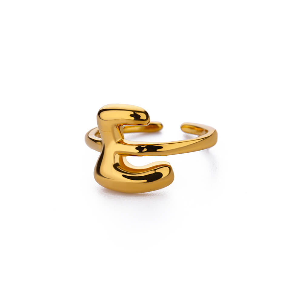 Chunky Initial Letter Rings for Women Gold Color Stainless Steel Ring Vintage Alphabet Jewelry Finger Accessories anillos mujer