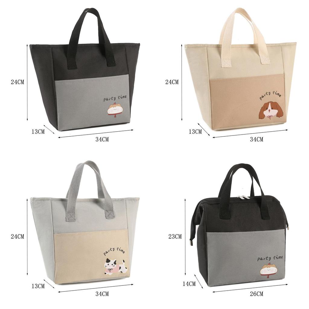 Cute Insulated Lunch Bag For Students With Carry Handle Animal And Letter Prints For School And Travel