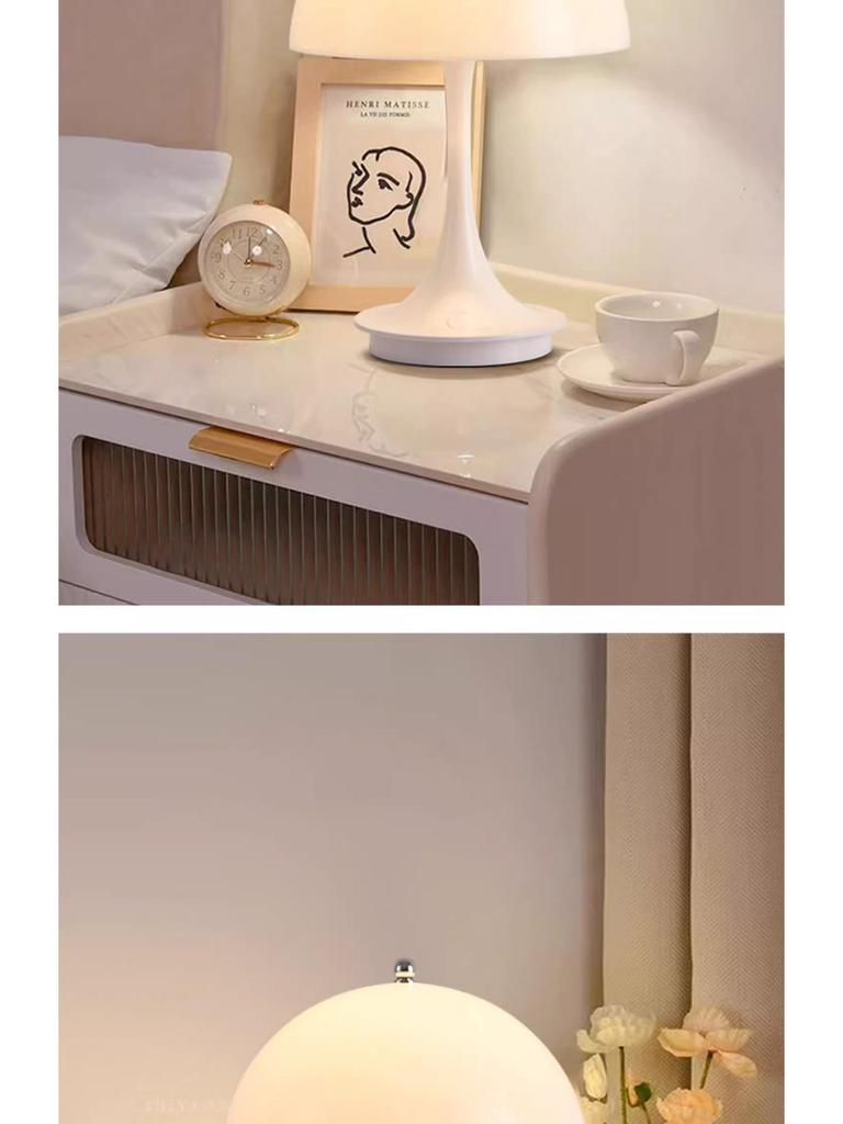 Nordischer Cremestil Berührungs-Pilz-Tischlampe - Modernes Augenschutz-Nachttisch-Nachtlicht