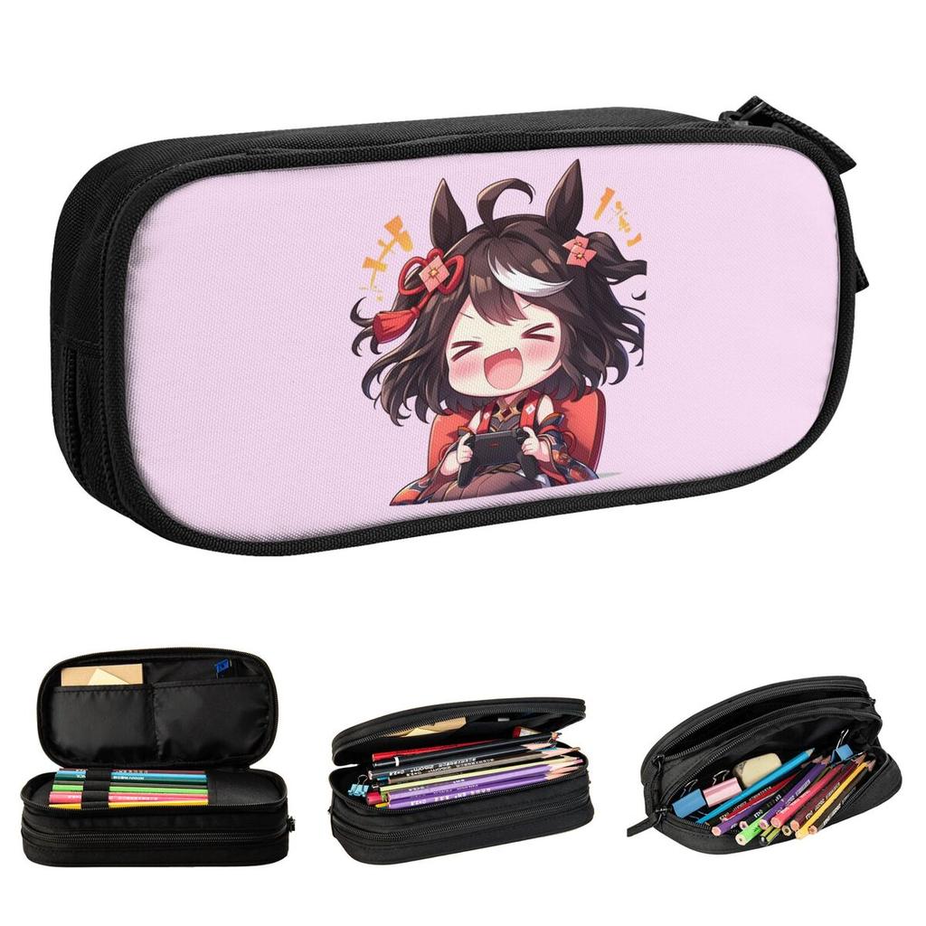 Kitasan Black Uma Musume Pencil Case Cute Gaming Controller Chibi Cute Pen Holder Bags Kids Big Students School Gift Pencilcases