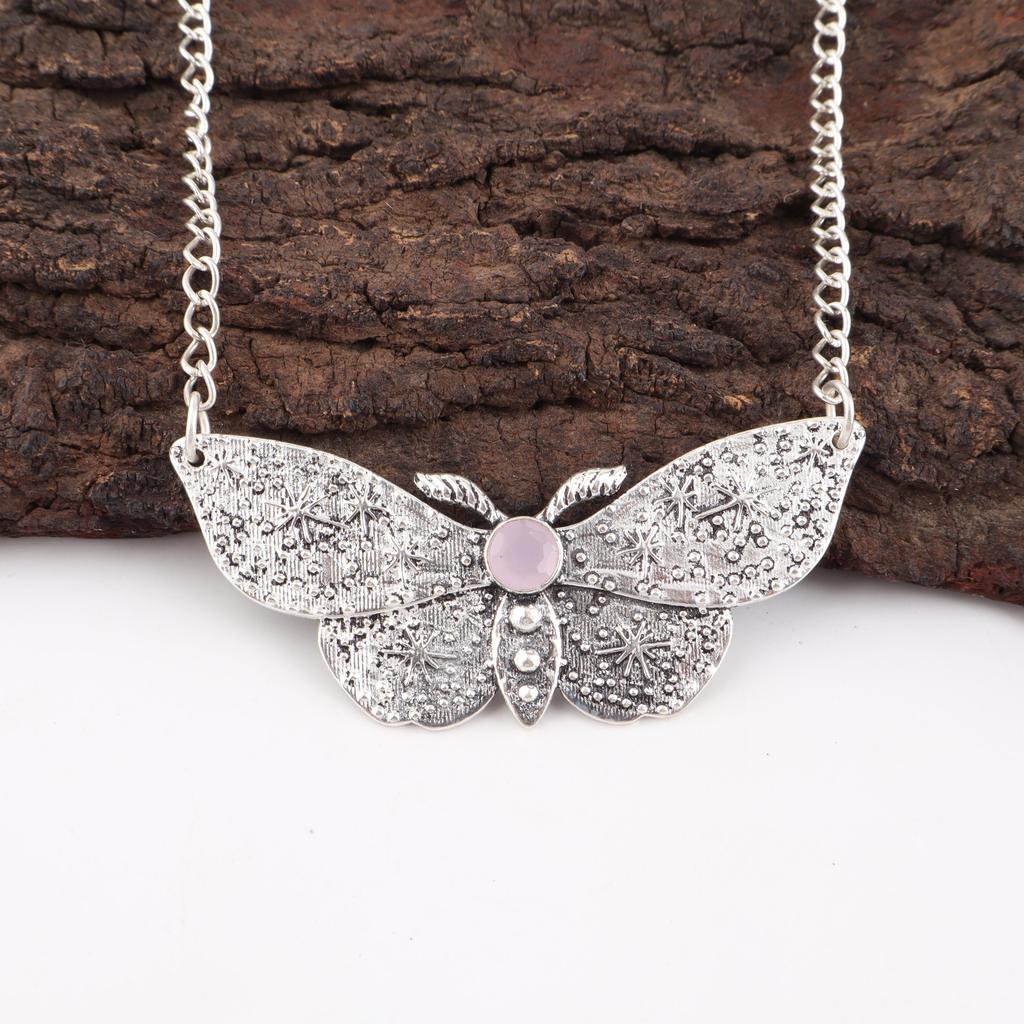 Rosenchalcedon Handgefertigter Edelsteinanhänger, 925 Massiv Sterlingsilber Anhänger Antikschmuck, Anhänger für Verlobungsgeschenk