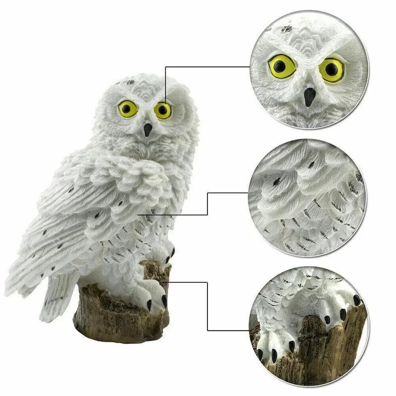 Solar Powered Owl Statue Light Outdoor Waterproof Light for Night Garden Hallowmas Lawn Patio Yard Pathway Fence Party Decor Lighting, with Stake
