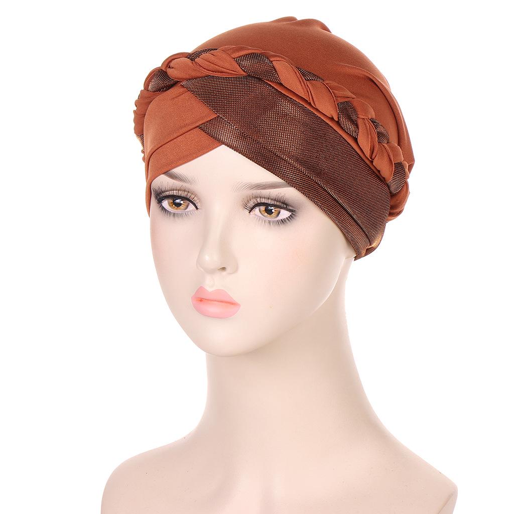 Multicolor Lurex Stitch Milk Silk Braid Headscarf Hat