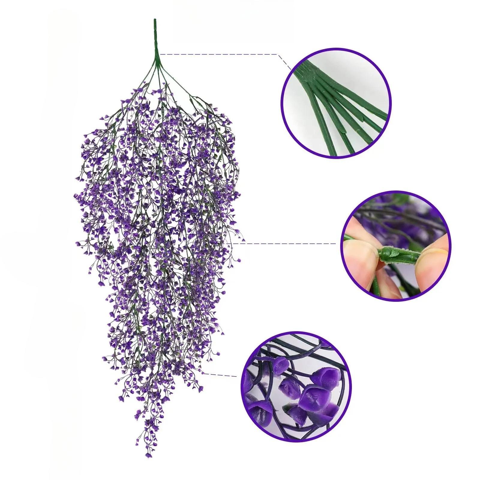 

2 Artificial Wisteria Hanging Plants - Realistic Plants, Ideal for Home, Party, and Wedding Hanging Decorations