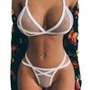 See Through Sexy Underwear Set Women 2pcs Thin Lace Lingerie Suits Ladies Solid Color Babydoll Bra Thongs Nightwear Outfits