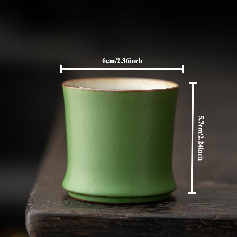 

1-6pcs 90ml Creative Chinese Ceramic Opening Cups Green Beautiful Kung Fu Tea Cup Set Bamboo Teaware Mugs Tea Ceremony Teacup
