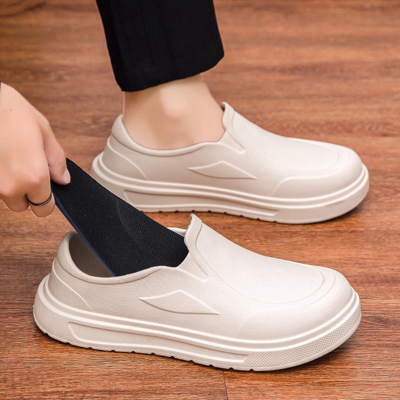 Men's Chef Shoes Anti Slip Oil Resistant Dirt Work Shoes Quick Drying Thick Soled Rain Shoe Large Size Breath Clogs Zapatillas
